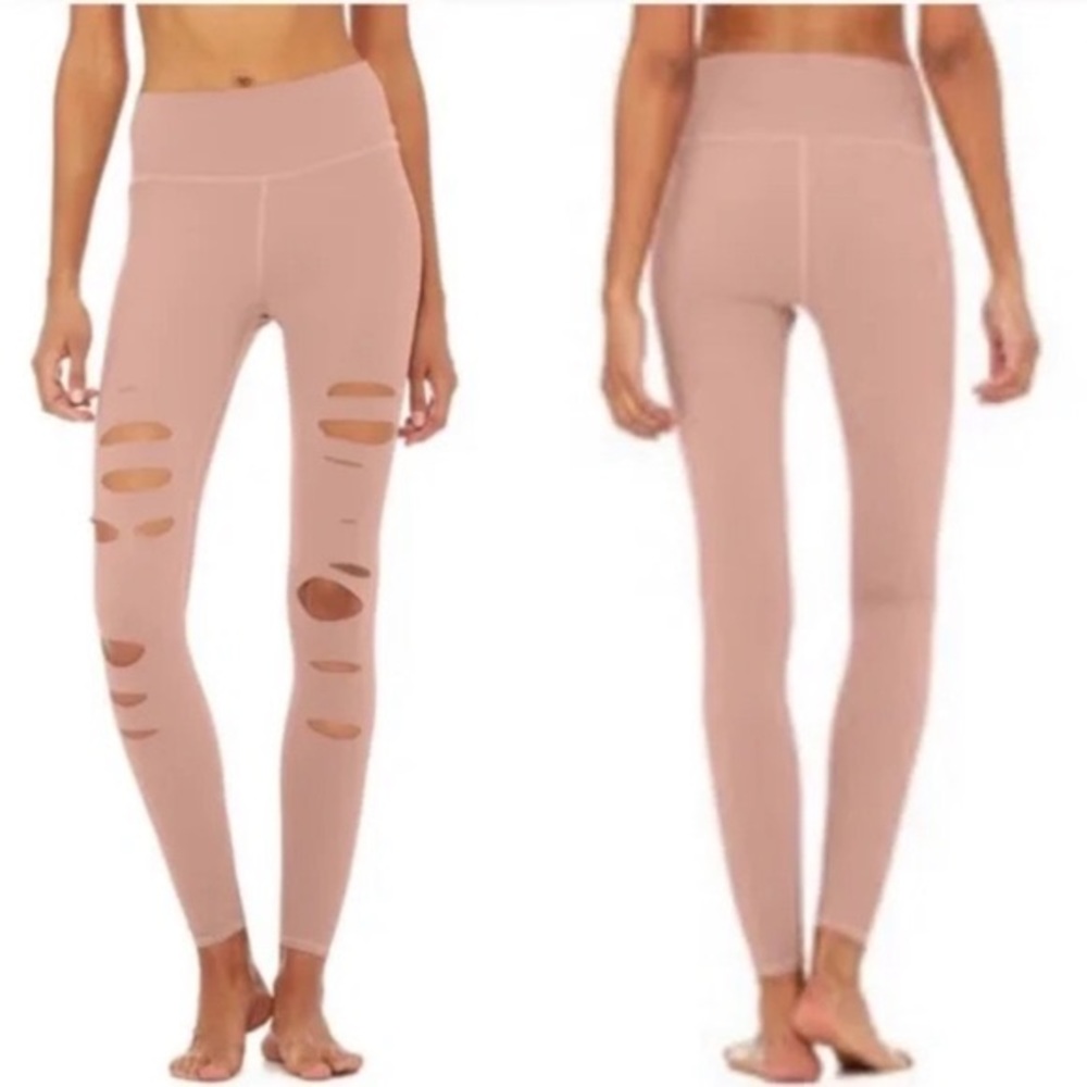 Alo Yoga Slashed Warrior Legging In Smoky Quart Mauve Small